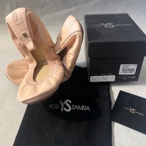 Yosi Samara Foldable Packable Ballet Flat in Ballet Pink Matte Leather Cushioned